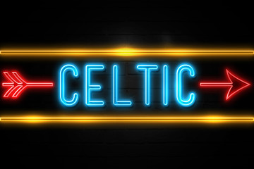 Climbing  - fluorescent Neon Sign on brickwall Front view