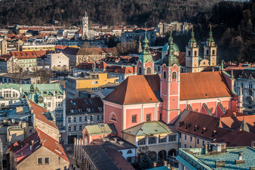 Fototapeta na wymiar Franciscan church in Ljubljana Slovenia