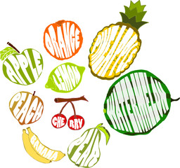 Cartoon vegetables and fruits