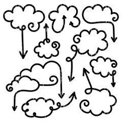 Set of speech bubbles with arrows