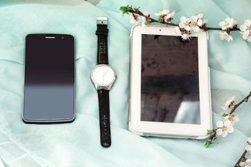 tablet and phone for business. Wrist Watch
