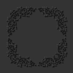 Abstract decorative 3d floral frame. Vector Illustration