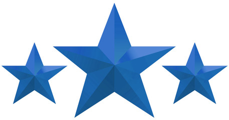 Obraz premium trio d'étoiles bleues, fond blanc 