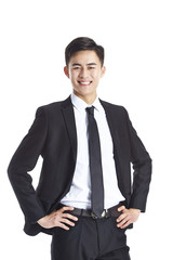 studio portrait asian business man, isolated on white background. 