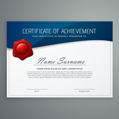 certificate design template with blue curve shape