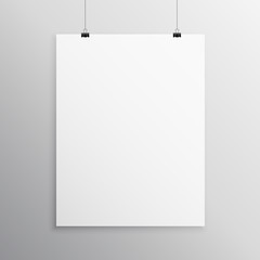 blank flyer mockup template hanging with clip