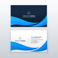 blue wave business card design template