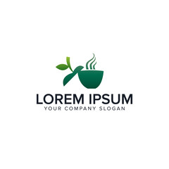 green coffe logo. green drink logo design concept template