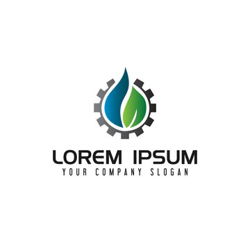 Energy liquid gear logo. oil gas industrial logo design concept template