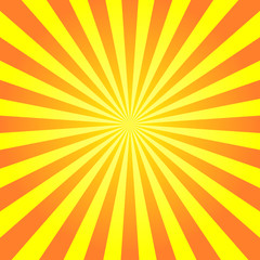 Comic background. Yellow and Orange Sunburst pattern. Pop art style. Vector illustration.