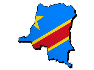 Flag map of Democratic Republic of the Congo. Pop art style. Vector illustration.