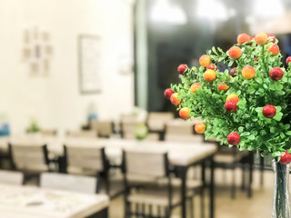 Beautiful vase on the restaurant table, interior concept