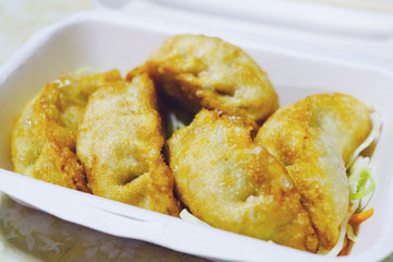 stir fried gyoza,vintage tone