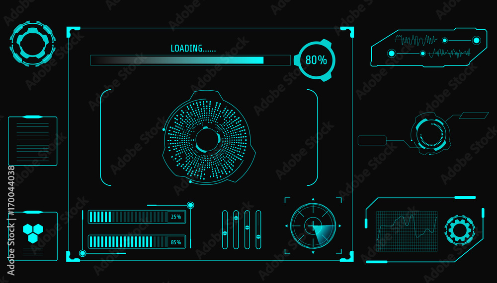 Poster abstract hud elements graphic virtual user interface control panel vector background