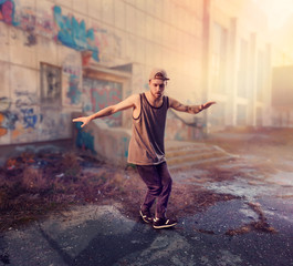 Rapper dance on the street, trendy lifestyle