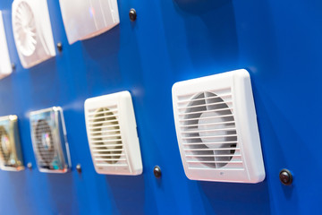 Exhaust fans showcase closeup, forced ventilation