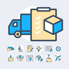 Simple Set of Delivery Related Color Vector Line Icons.