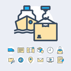 Simple Set of Delivery Related Color Vector Line Icons.