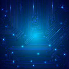 Blue Hi Technology Circuit Board Modern Idea Concept Vector Background