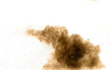 Multicolored powder explosion on white background.
