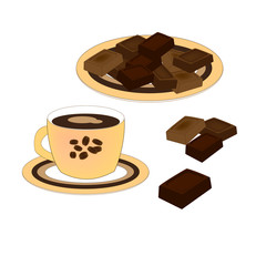 Coffee with chocolate. Vector illustration.