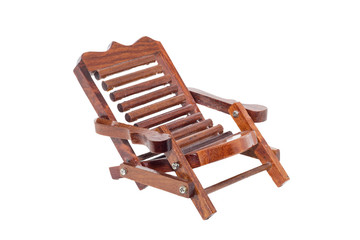 Wooden chair for relaxing on white background.