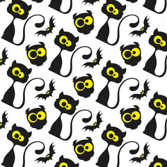 Seamless pattern black cats