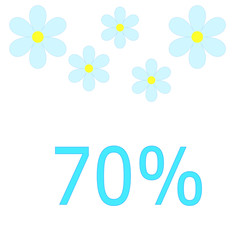 Vector turquoise price tag labels with 50%.White background with blue flowers. For summer sale campaign.