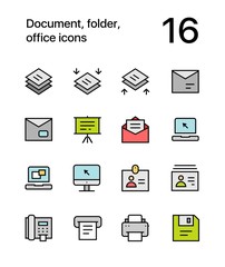 Colored Document, folder, office icons for web and mobile design pack 4