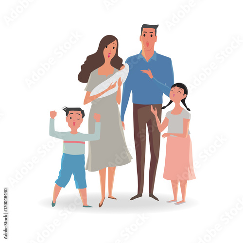 Happy Family Of Father Mother Sister And Son Vector