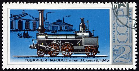 Fototapeta na wymiar Postage stamp Russia 1978 1-3-0 Freight, Locomotive