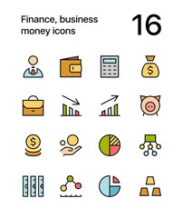 Colored Finance, business, money icons for web and mobile design pack 1