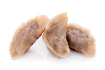 Japanese gyoza on white background