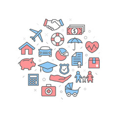 Insurance Illustration with icons