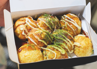 closeup takoyaki, popular japanese food