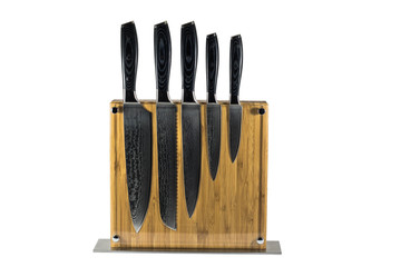Knife block set isolated on white background