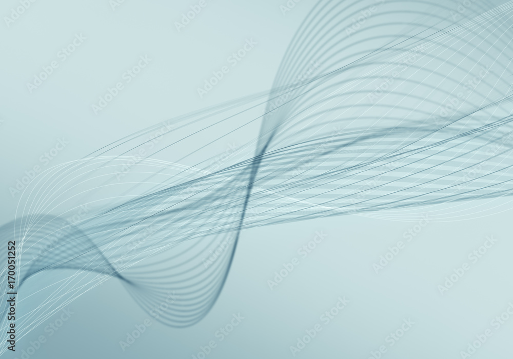 Poster abstract blue background with lines and dots connected flow