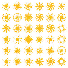 Set of abstract yellow sun icon.