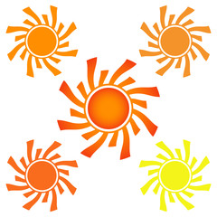 Set of abstract yellow sun icon.