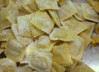 raw ravioli made with fresh eggs and flour for sale in the groce