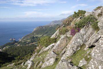 Fototapeta na wymiar Rocks at Viewpoint; Teixido Village; Galicia
