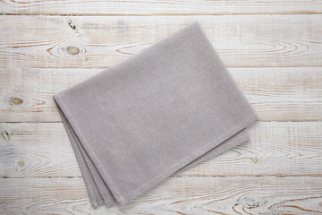 Napkin on table in perspective. Napkin close up top view mock up for design. Place for text