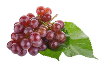 Red grapes isolated on over white background