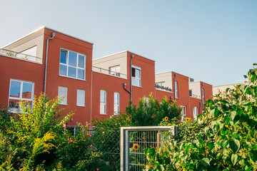 some modern red row houses at germany