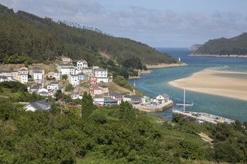 Fototapeta na wymiar Barqueiro Village and Beach; Galicia