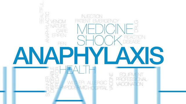 Anaphylaxis animated word cloud, text design animation. Kinetic typography.