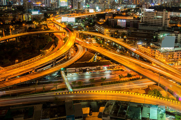 Fototapeta na wymiar road at night in Bangkok city , Thailand.