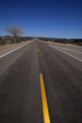 Road through the Valley of Fires in the Tularosa Valley of central New Mexico is an interesting geological formation 