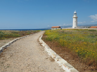 Latarnia morska w Pafos, Cypr - obrazy, fototapety, plakaty