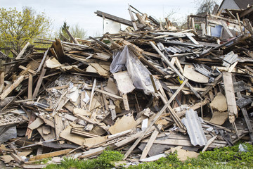 Slate and board of the destroyed house
